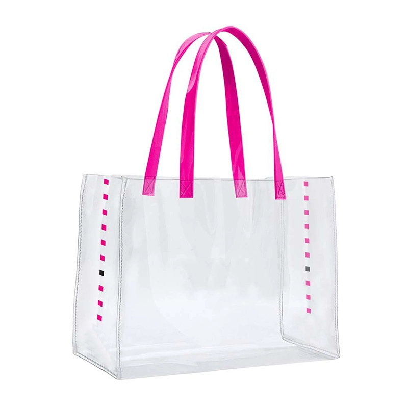 Custom Printed Logo Clear PVC Tote Bag Waterproof Transparent Shoulder Handbag