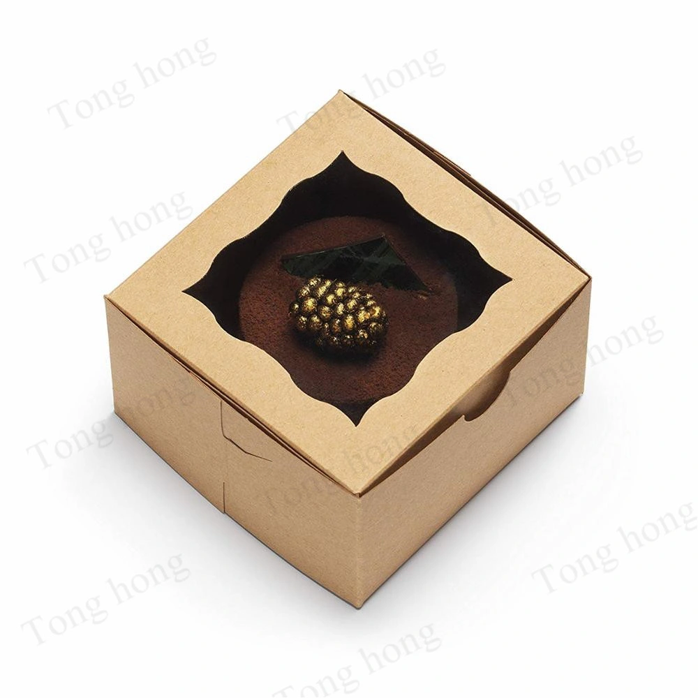 Custom PVC Transparent Window Kraft Ivory Bakery Boxes Eco Friendly Cake Food Packaging Kraft Paper Box