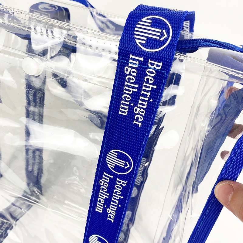 Custom Logo Printing PVC Transparent Tote Clear Shopping Bags with Zipper Pockets Clear Shopping Bag PVC Tote Bag