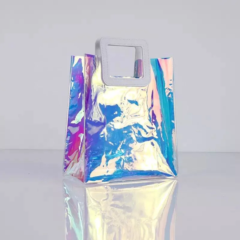 ISO BSCI Factory Eco-Friendly Waterproof Beach Transparent Tote Women Colorful Clear PVC Gift Handbag