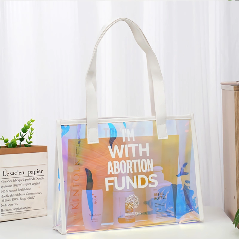 Fashion Sports Hologram PVC Beach Tote Bag Clear Laser Handbag